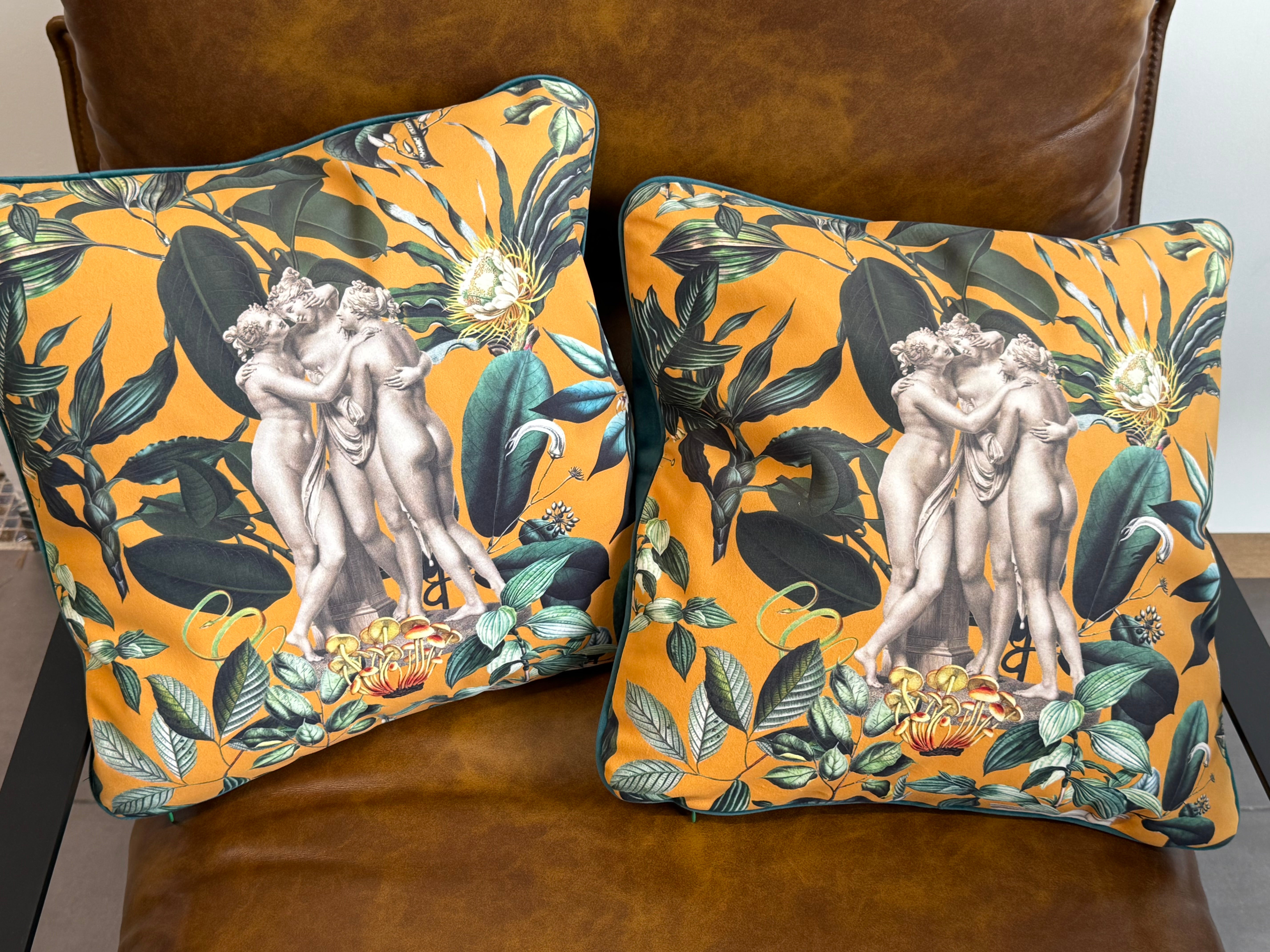 Coppia di Federe per Cuscini in Velluto 40x40 cm – Design Decorativo con Retro in Tinta Unita e Zip Nascosta