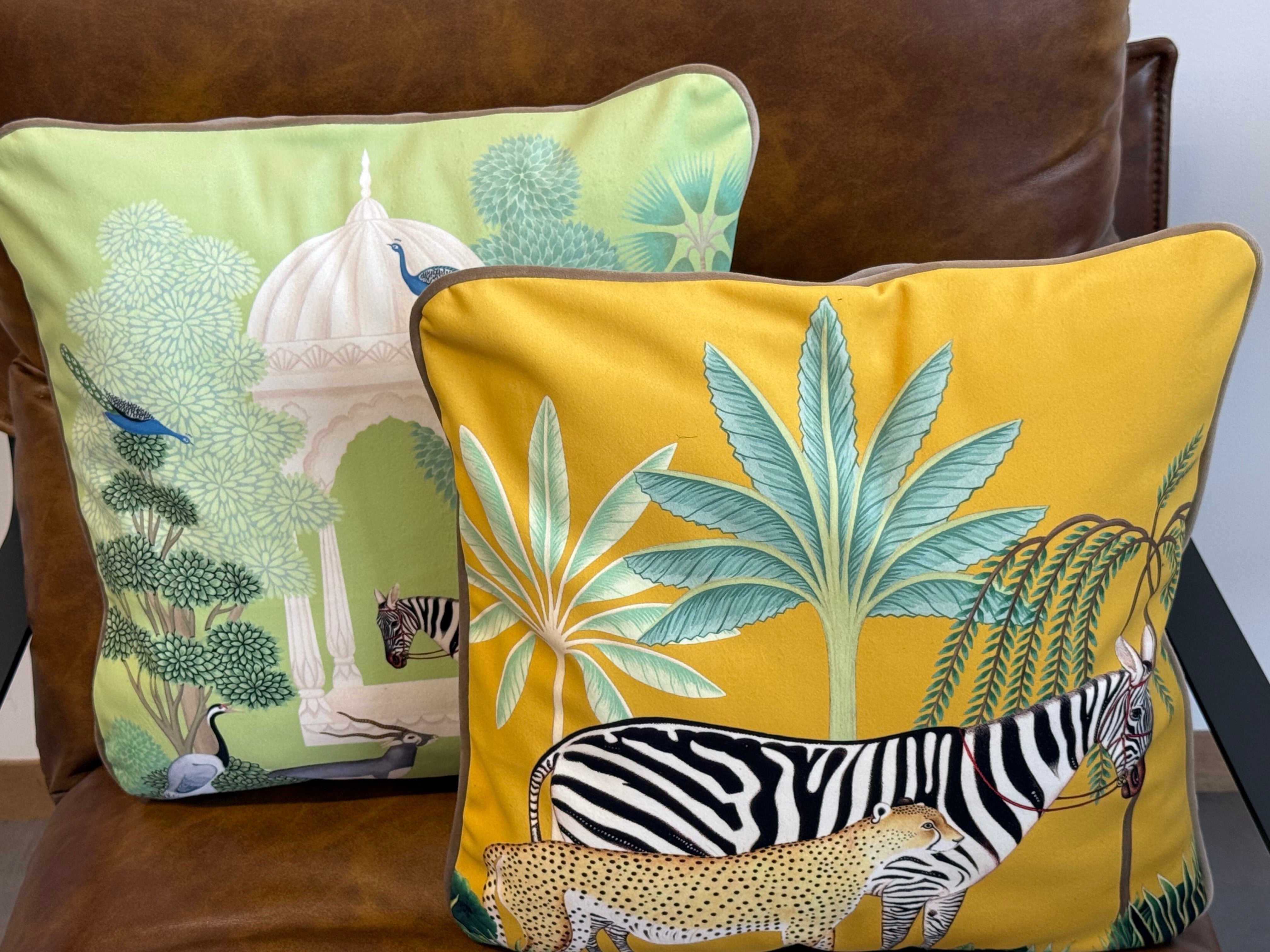 Coppia di Federe per Cuscini in Velluto 40x40 cm – Design Decorativo con Retro in Tinta Unita e Zip Nascosta